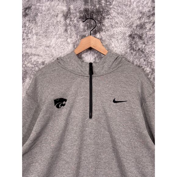 Nike Hoodie XXL Mens Kansas State Wildcats Gray Pullover Sweatshirt 1/2 Zip - Picture 2 of 8